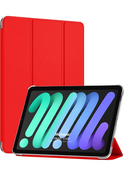 Apple iPad Mini 6 2021 (A2567-A2568-A2569) Smart Case ve Arka Kılıf Kırmızı