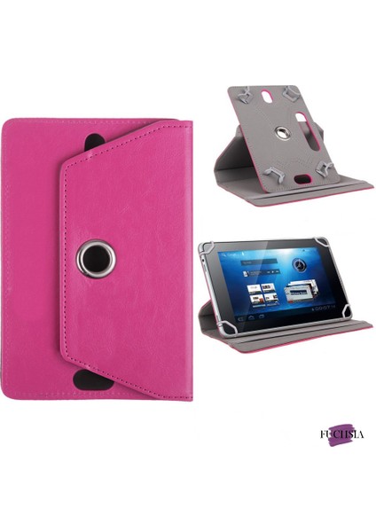 Casper Via S48 8 Inç Uyumlu Fuchsia 360° Dönebilen Standlı Kapaklı Universal Tablet Kılıfı - Pembe