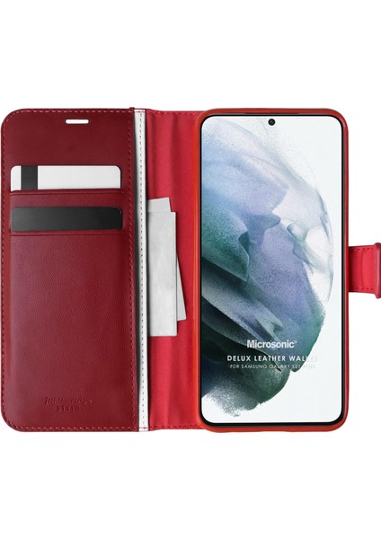 Samsung Galaxy S21 Plus Kılıf Delux Leather Wallet Kırmızı