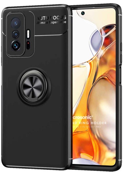 Xiaomi Mi 11T Pro Kılıf Kickstand Ring Holder Siyah