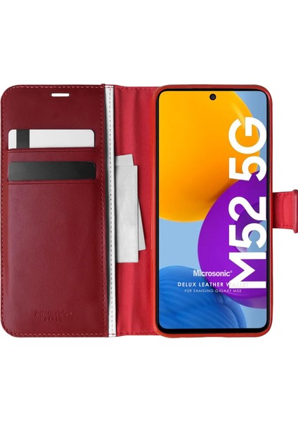 Samsung Galaxy M52 Kılıf Delux Leather Wallet Kırmızı