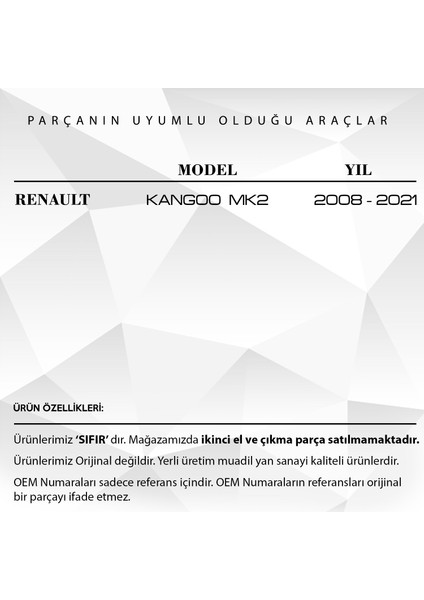 Renault Kangoo Mk2 Için Motor Kaput Ayar Takozu