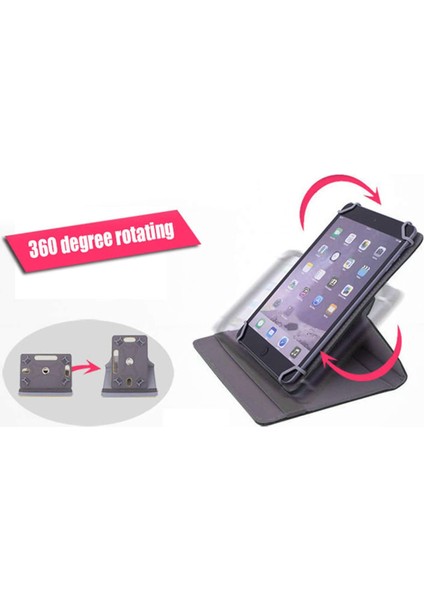 Lenovo Tab M10 Hd (2.nesil) 10.1 Inç Uyumlu Fuchsia 360° Dönebilen Standlı Kapaklı Universal Tablet Kılıfı - Siyah indirimleri