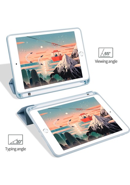 Apple iPad Mini 2019 (5.nesil) Uyumlu Fuchsia Smart Cover Standlı Katlanabilir Akıllı 1-1 Tablet Kılıfı - Mavi