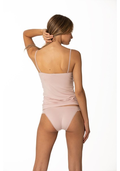 Kadın Dantelli Penye Atlet Külot / Kaşkorse Set - 310 Pudra fiyatları