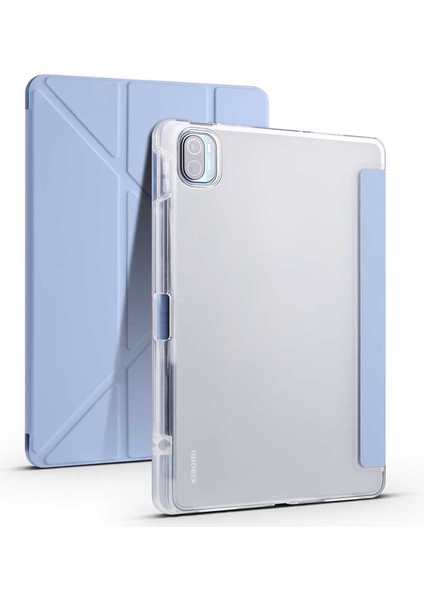 Xiaomi Mi Pad 5 Kılıf Kalem Bölmeli Trifolding Case Mavi