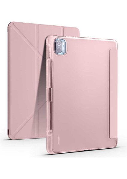 Mobaxaksesuar Xiaomi Mi Pad 5 Kılıf Kalem Bölmeli Trifolding Case Rose Gold