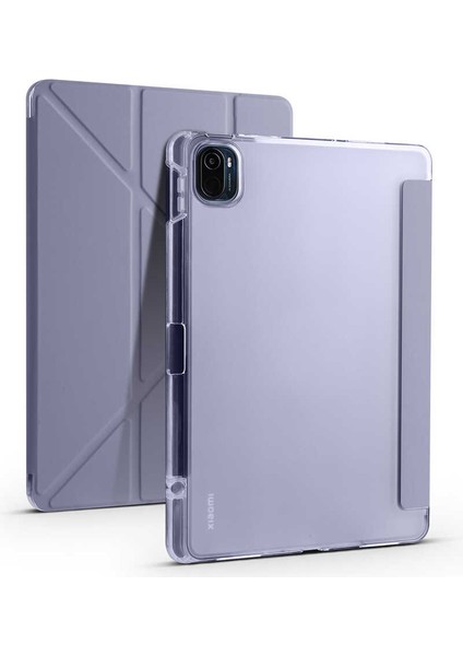 Mobaxaksesuar Xiaomi Mi Pad 5 Kılıf Kalem Bölmeli Trifolding Case Mor