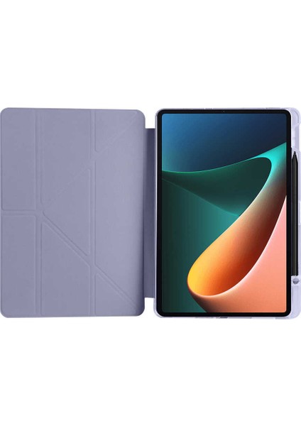 Mobaxaksesuar Xiaomi Mi Pad 5 Kılıf Kalem Bölmeli Trifolding Case Mor