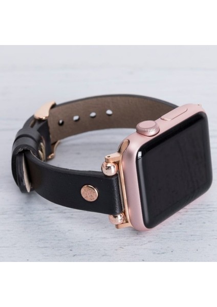 Apple Watch Uyumlu Kadın Deri Kordon Slim 38 40 41 mm Siyah fiyatları