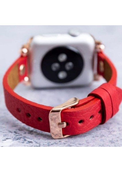Apple Watch Uyumlu Kadın Deri Kordon Slim 38 40 41 mm Kırmızı fiyatları