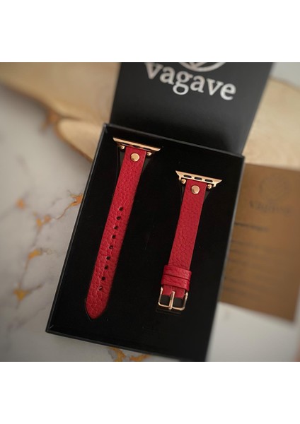 Apple Watch Uyumlu Kadın Deri Kordon Slim 38 40 41 mm Kırmızı indirimleri