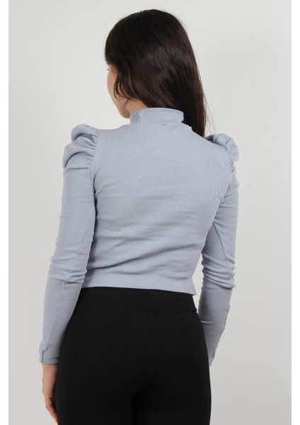 302BK080003 - 20413 Yarım Balıkçı Balon Büzgülü Karpuz Uzun Kol 2*2 Lyc Kaşkorse Bluz fırsatları