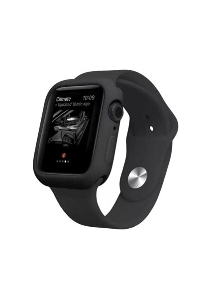 Apple Watch Uyumlu (38MM) Siyah Önü Açık Yumuşak Koruyucu Kılıf