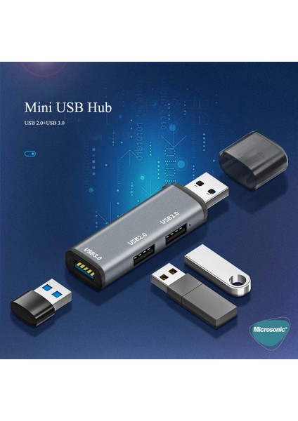 3 Port Hub USB 3.0 Çoğaltıcı Çoklayıcı Gri