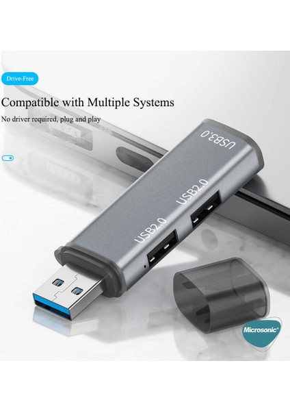 3 Port Hub USB 3.0 Çoğaltıcı Çoklayıcı Gri