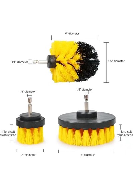 Yeduo 3 Adet 2/3.5/4 Inç Matkap Için Fırça Başlığı (Yurt Dışından)