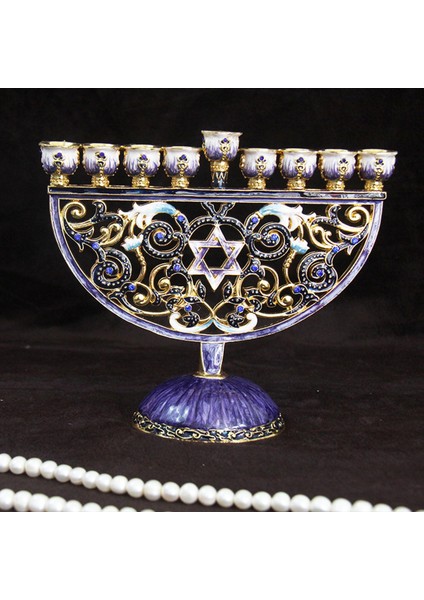 Çiçek Menorah Şamdan Bejeweled 9 Şube Şamdan Parti Ev Dekor (Yurt Dışından)