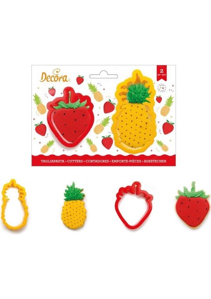 Pastry Planet Çilek Ananas Plastik Kurabiye Kesme Set