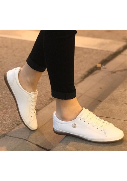 Jojo Beyaz Kadın Hakiki Deri Sneaker Ayakkabı V13