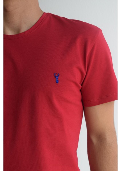 Kırmızı Basic Erkek Bisiklet Yaka Kısa Kollu T-Shirt, OT-BT-21001 fırsatları