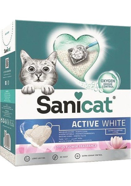 Active White Topaklanan Kedi Kumu Lotus Çiçeği Kokulu 6 Lt