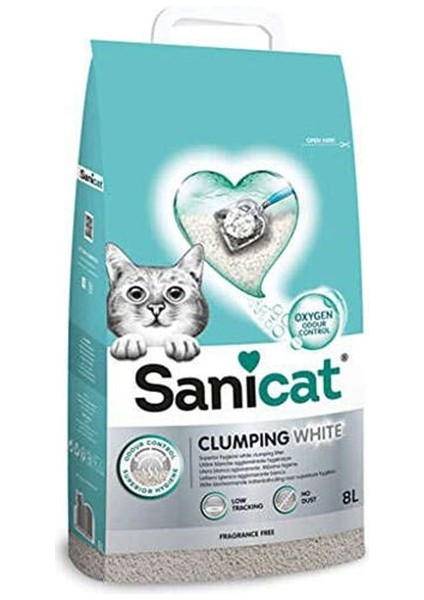 Clumping White Oksijen Kontrol Emici Kedi Kumu 8 Lt