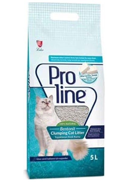 Pro Line Proline Marsilya Sabunlu Topaklanan Bentonit Kedi Kumu 5 Lt