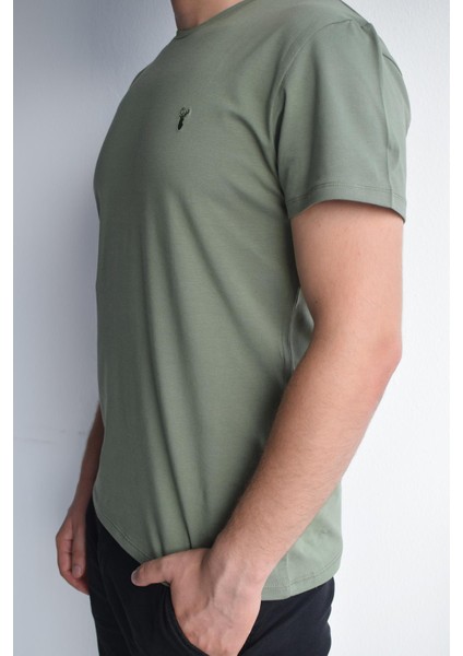 Haki Pamuklu Erkek Bisiklet Yaka Kısa Kollu T-Shirt,OT-BT-21007 modelleri