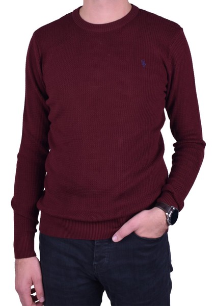 Erkek Bordo Bisiklet Yaka Kazak, OT-KZK-20004