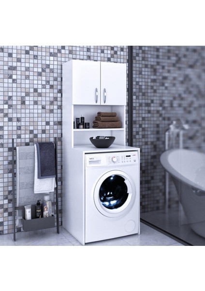 layn Banyo Dolabı Çamaşır Makinesi Dolabı Beyaz