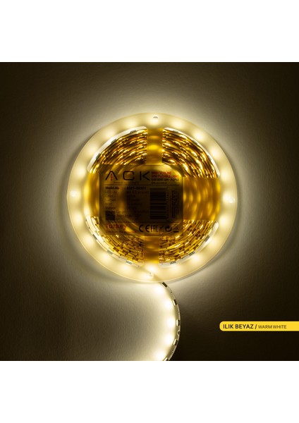 Üç Çip 60 Ledli Şerit LED 4000K Ilık Beyaz 15LM 12V 14,4W 5 Metre fiyatları