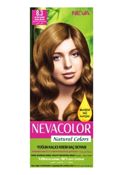 Natural Colors 8.3 Altın Sarısı - Kalıcı Krem Saç Boyası Seti