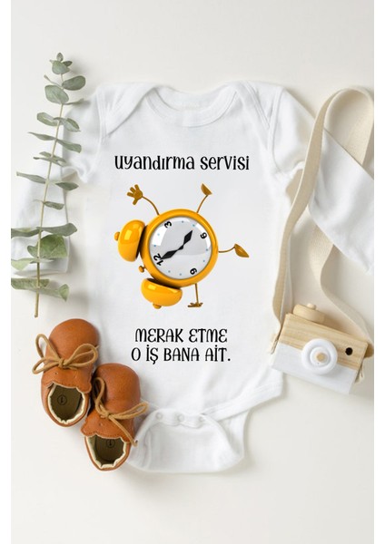 Unisex Bebek Uyandırma Servisi Baskılı Body Zıbın