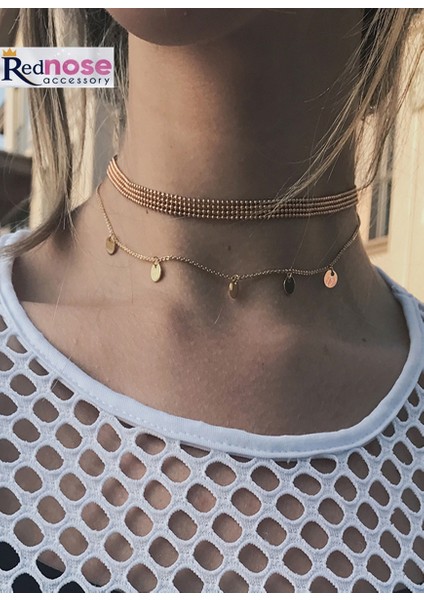 16K Gold Rengi Çift Sıralı Kolye
