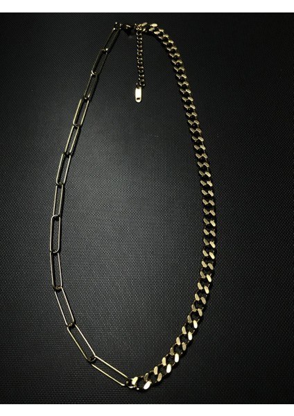 0.7cm Kalınlığında Tasarım Gold Çelik Kolye