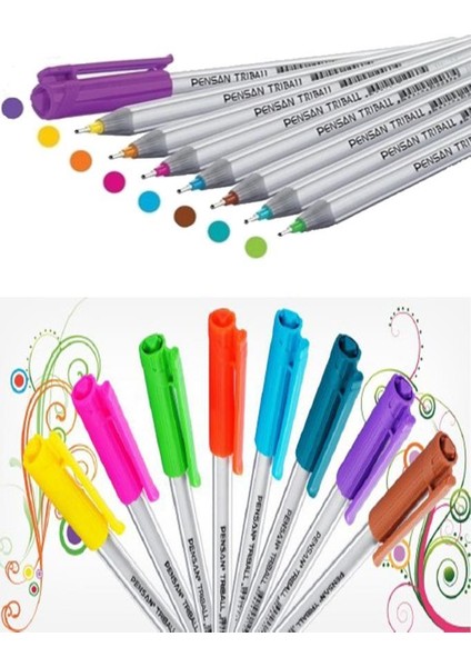 Triball Tükenmez Kalem Renkli 8'li Set