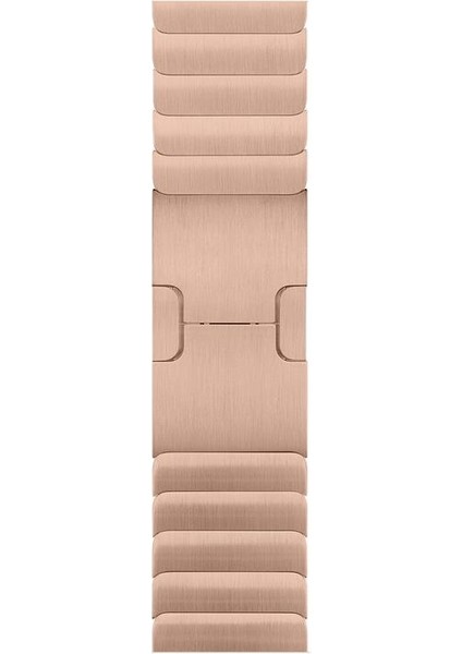 Apple Watch ile Uyumlu Seri SE/11/10/9/8/7/6/5/4/3 42MM-41MM-40MM-38MM Baklalı Model Paslanmaz Çelik Bilezik Kordon Rose Gold