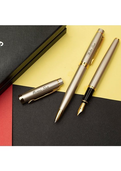 Honour 38 İsme Özel Dolma + Tükenmez Kalem Seti Saten 2'li modelleri