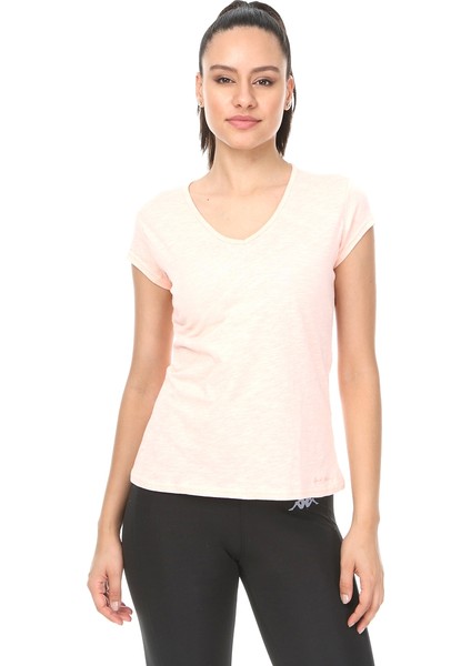 601NM20-395 Rosa Kadın V Yaka T-Shirt
