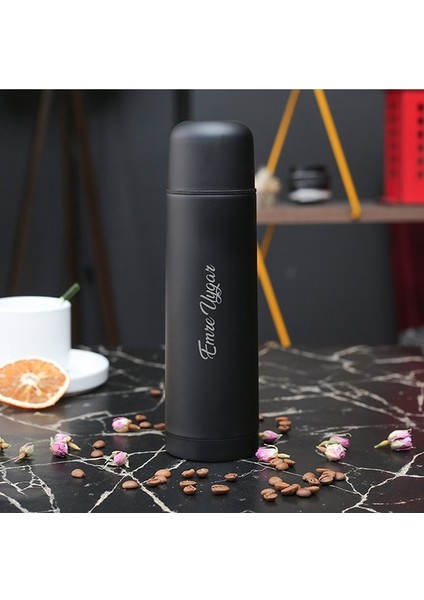 Deri Taşıma Çantalı Bardaklı Kişiye Özel Termos 500 ml fırsatları