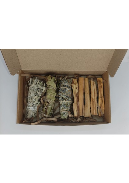 Ağaç ve Bitki Tütsü Seti Adaçayı, Defne, Lavanta, Palo Santo