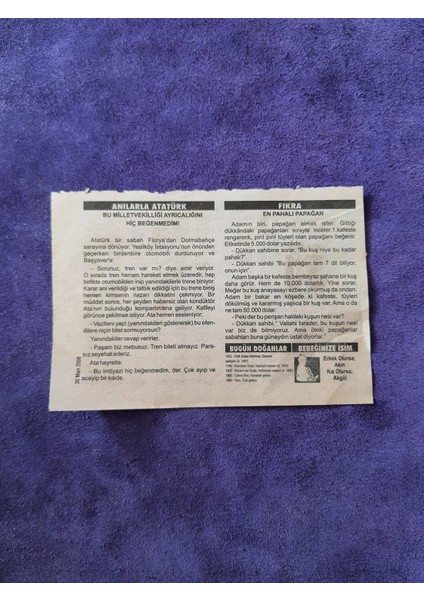 30 Mart 2008 Takvim Yaprağı - Nostaljik Koleksiyonluk Takvim Yaprağı fiyatları