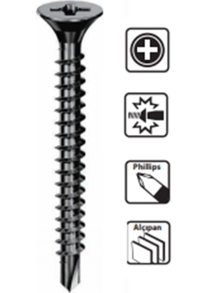 3.5X25 cm Matkap Uçlu Alçipan Vi̇da