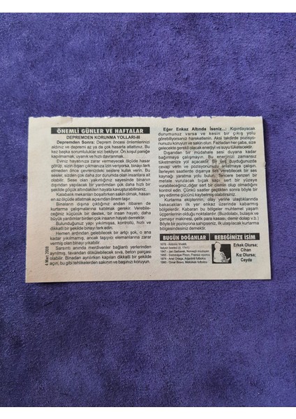 4 Mart 2008 Takvim Yaprağı - Nostaljik Koleksiyonluk Takvim Yaprağı fiyatları