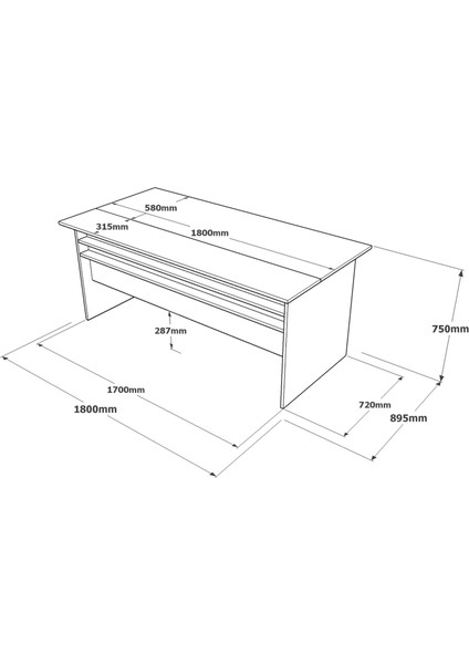 L'occi Concept Darian A Ofis Masası 180CM*90CM Kahve-Beton-Antrasit Dr1-Cga