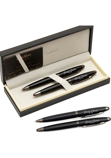 Scrikss Knight 88 Isme Özel 2'li Dolma ve Tükenmez Kalem Seti Mat Siyah