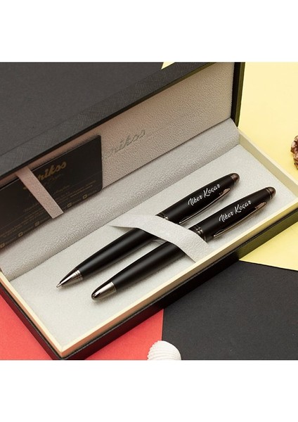 Scrikss Knight 88 Isme Özel 2'li Dolma ve Tükenmez Kalem Seti Mat Siyah fiyatları