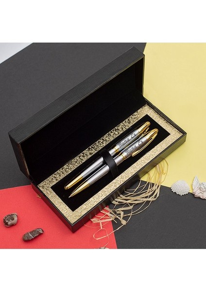 Isme Özel Exclusive Tükenmez ve Roller Kalem Seti - Gold Gümüş modelleri