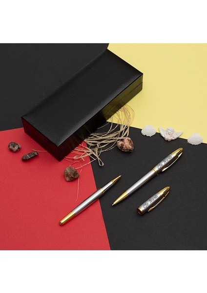 Isme Özel Exclusive Tükenmez ve Roller Kalem Seti - Gold Gümüş fırsatları